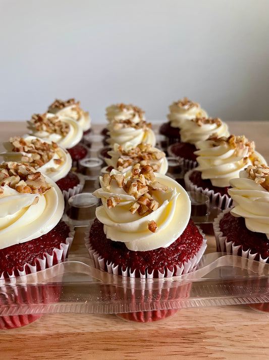 Southern Style Red Velvet Cupcakes w/Pecans